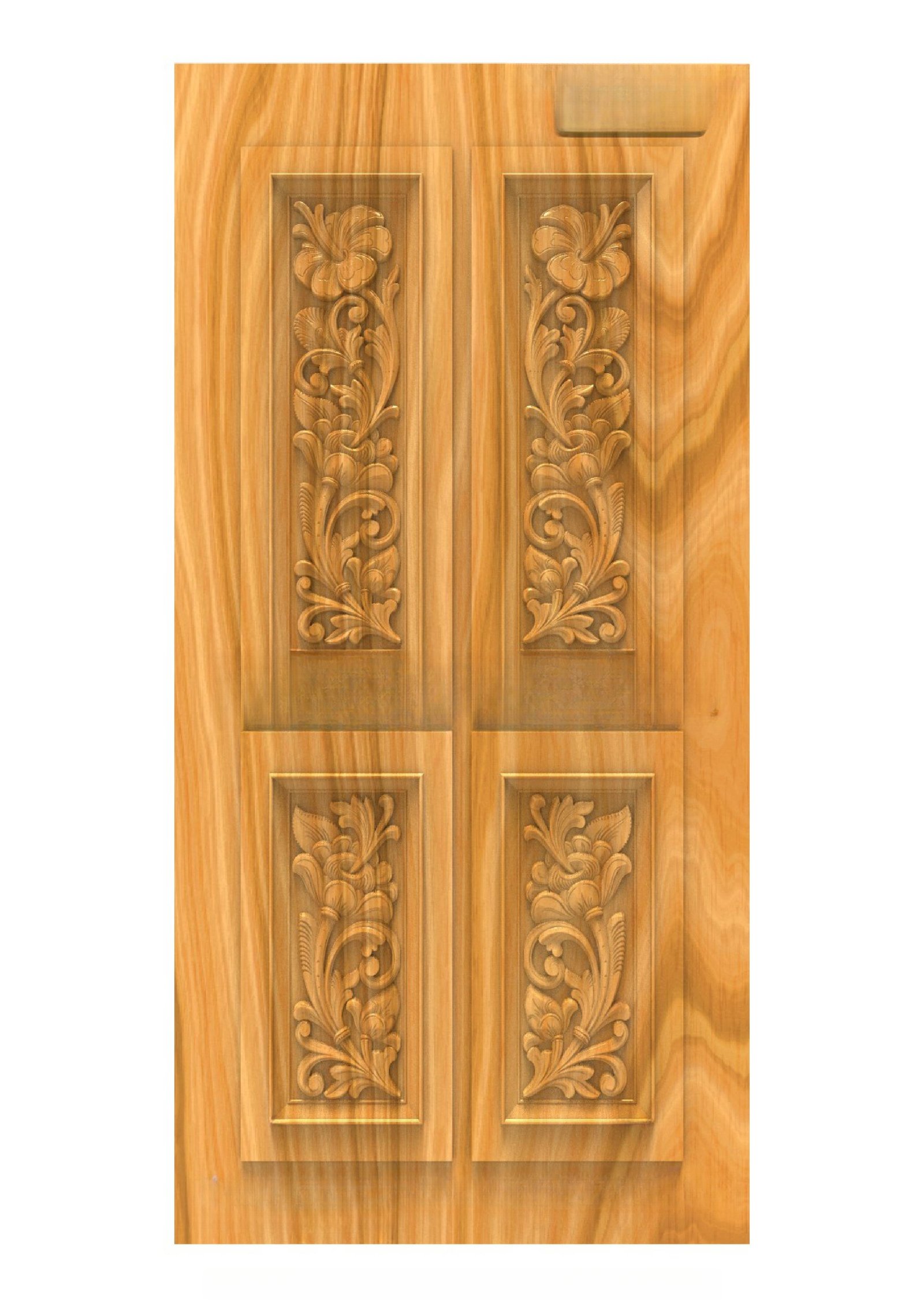 GSK DELITE DOORS - DL-22 Floral Motif Elegant Carved Wooden Door 3D Model